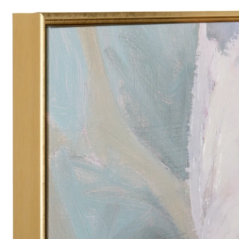 White and Gold Flower Framed Canvas Art Print