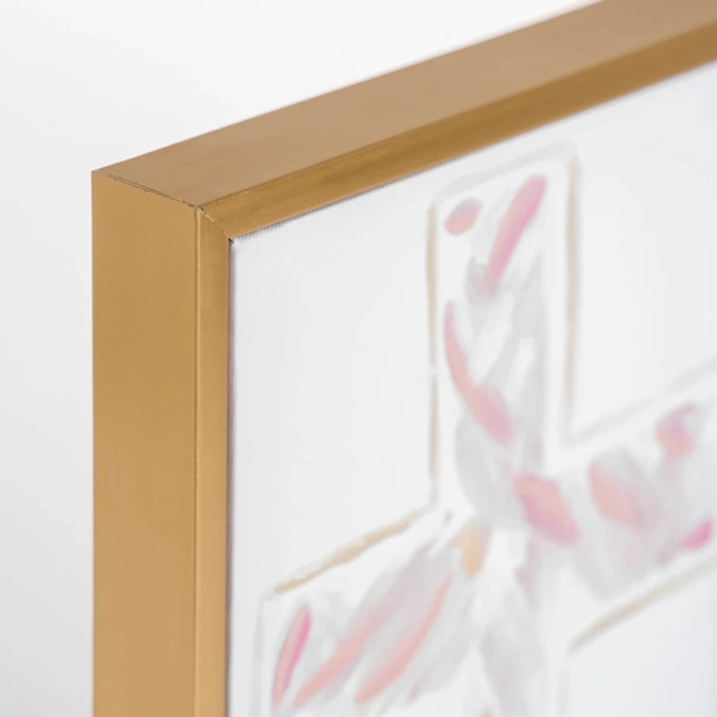 Pink Abstract Cross Framed Canvas Art Print