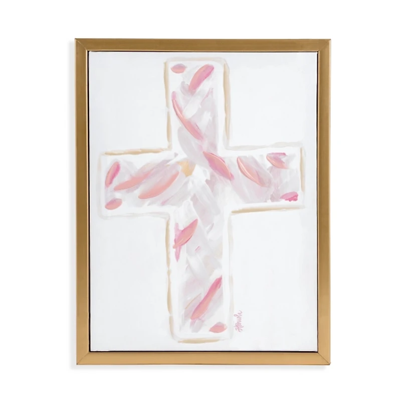 Pink Abstract Cross Framed Canvas Art Print