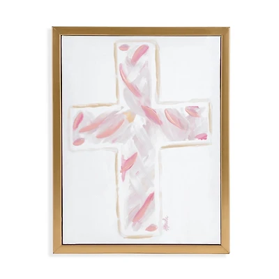 Pink Abstract Cross Framed Canvas Art Print