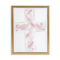 Pink Abstract Cross Framed Canvas Art Print