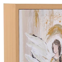 Angel Holding Wreath Framed Canvas Art Print