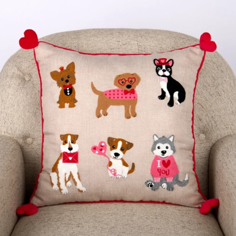 Valentine Dogs Throw Pillow