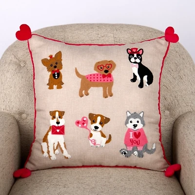 Valentine Dogs Throw Pillow