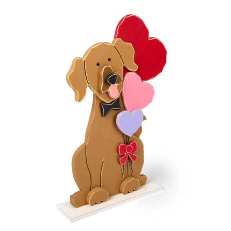 Dog Love Wooden Porch Statue