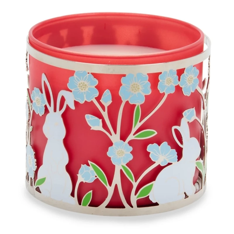 Blue Flowers & Bunnies 3-Wick Jar Candle Holder