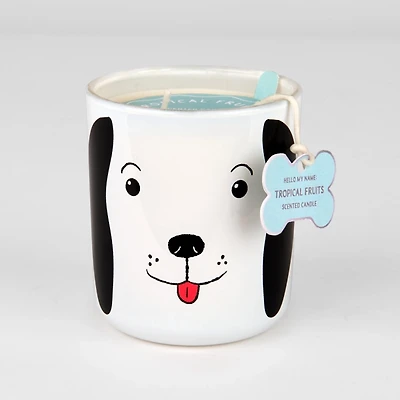 Tropical Fruits White Dog 2-Wick Jar Candle