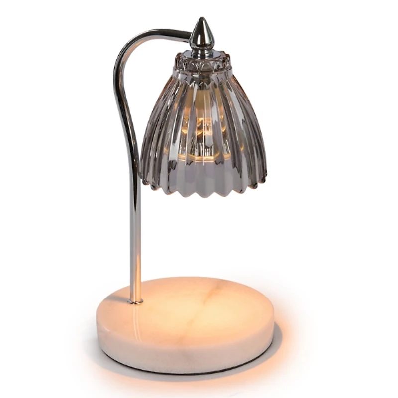 Gray Glass Shade Candle Warmer Lamp