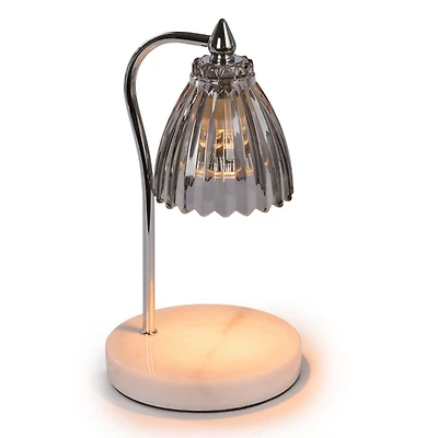 Gray Glass Shade Candle Warmer Lamp