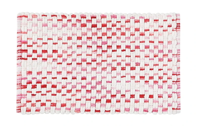 Scout Pink and White Braided Bath Rug, 17x24