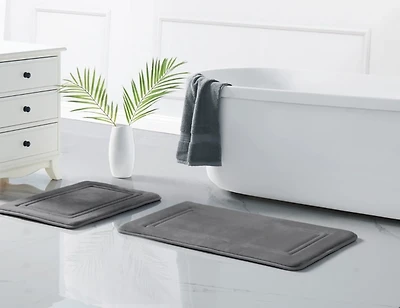Truly Calm Gray Memory Foam 2-pc Bath Rug Set