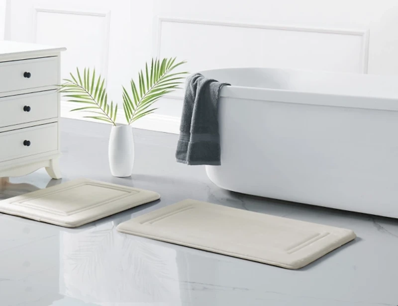 Truly Calm Ivory Memory Foam 2-pc Bath Rug Set