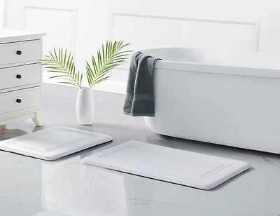 Truly Calm White Memory Foam 2-pc Bath Rug Set