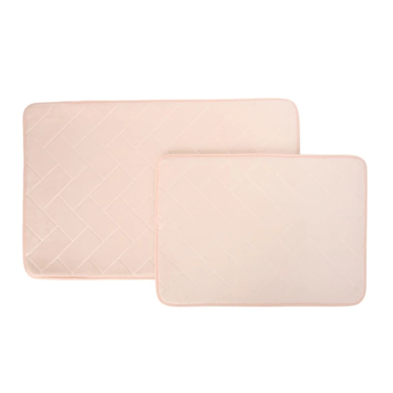 Borghese Pink Memory Foam 2-pc Bath Rug Set