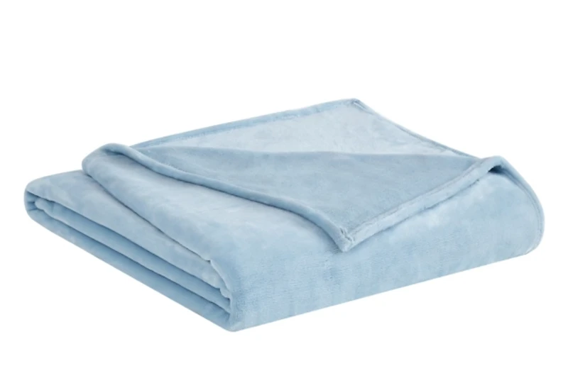 Truly Soft Blue Velvet Plush Full/Queen Blanket