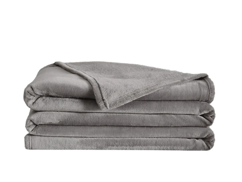 Truly Soft Gray Velvet Plush Family Blanket