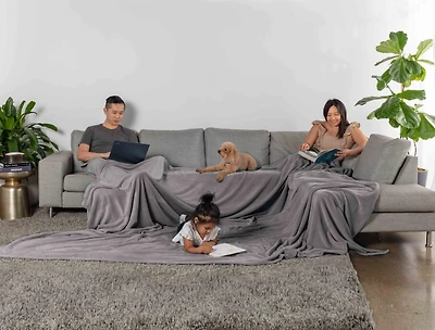 Truly Soft Gray Velvet Plush Family Blanket