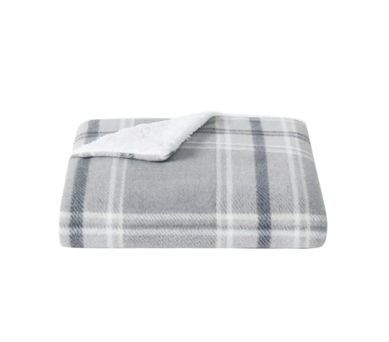 Cannon Gray Teddy Plaid King Blanket