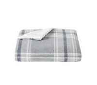 Cannon Gray Teddy Plaid King Blanket