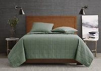 London Fog Green Garment Wash 3-pc Queen Quilt Set