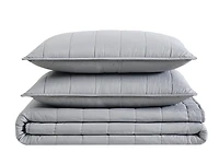 London Fog Gray Garment Wash 3-pc King Quilt Set