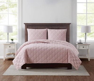 Truly Soft Blush 3D Puff 3-pc Full/Queen Quilt Set