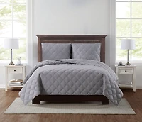 Truly Soft Gray 3D Puff 3-pc King Quilt Set
