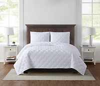 Truly Soft White 3D Puff 3-pc King Quilt Set
