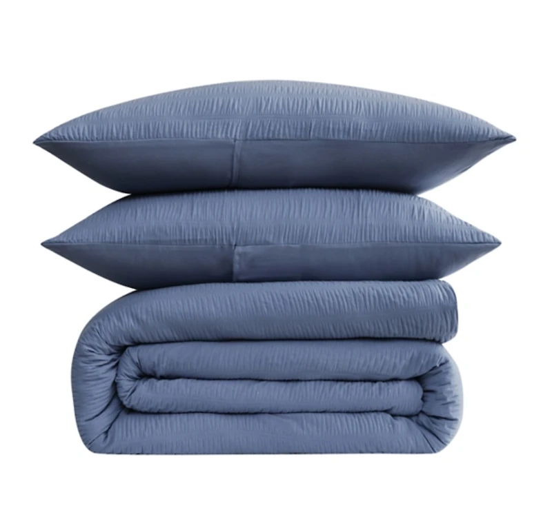 Truly Soft Blue Crinkle Queen 3-pc Comforter Set