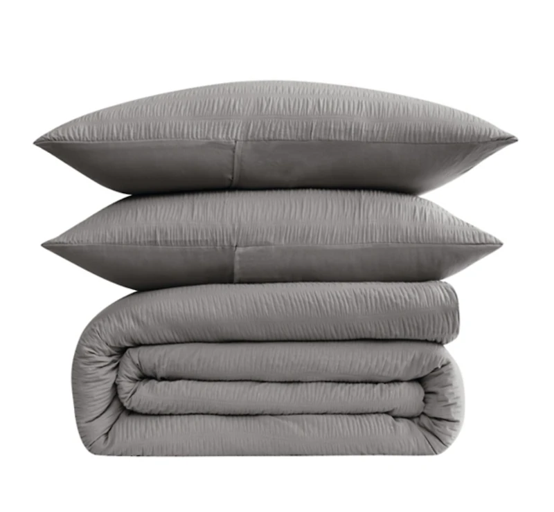 Truly Soft Gray Crinkle Queen 3-pc Comforter Set
