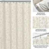iDesign White Polyester Leaves Shower Curtain
