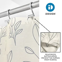 iDesign White Polyester Leaves Shower Curtain