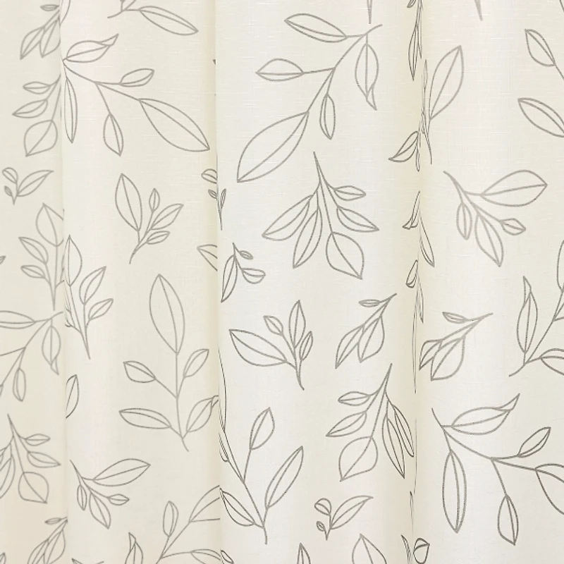 iDesign White Polyester Leaves Shower Curtain