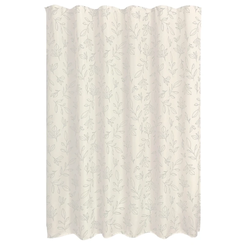 iDesign White Polyester Leaves Shower Curtain