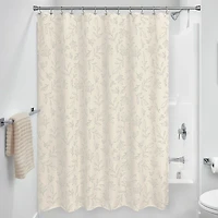 iDesign White Polyester Leaves Shower Curtain