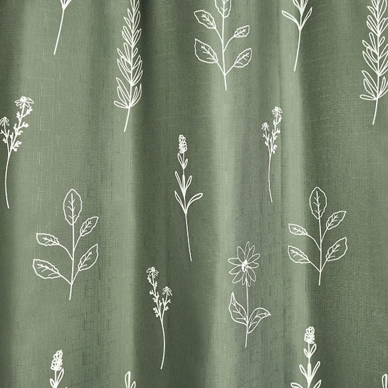 iDesign Green Polyester Boho Floral Shower Curtain