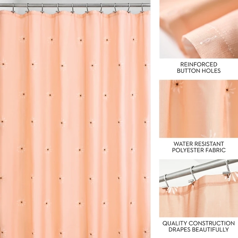 iDesign Orange Polyester Daisies Shower Curtain