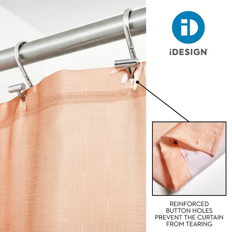 iDesign Orange Polyester Daisies Shower Curtain