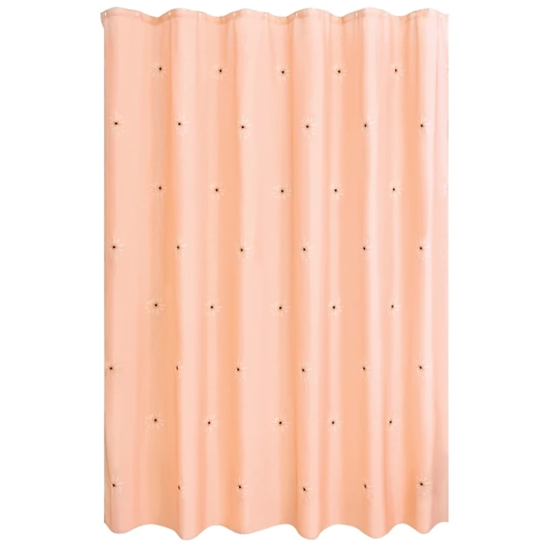 iDesign Orange Polyester Daisies Shower Curtain