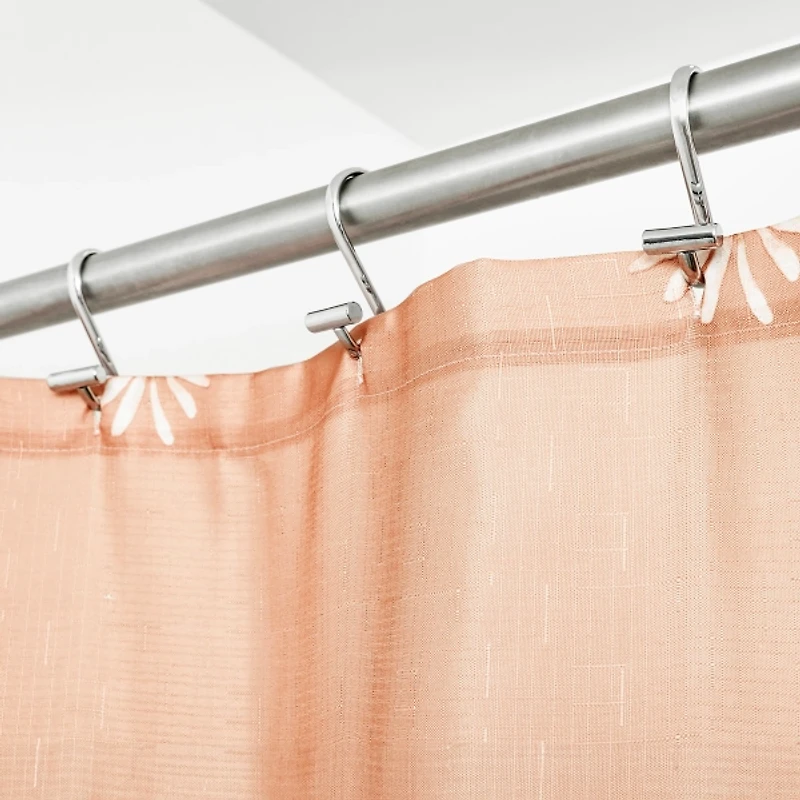 iDesign Orange Polyester Daisies Shower Curtain