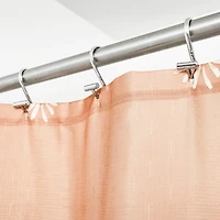 iDesign Orange Polyester Daisies Shower Curtain