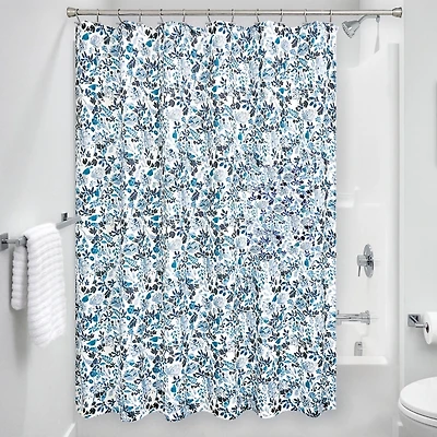iDesign Indigo Polyester Floral Shower Curtain