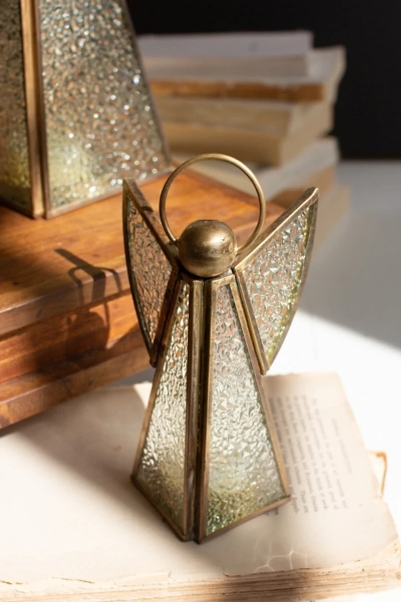 Antique Brass Angel Candle Holders, Set of 3