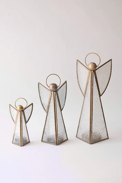 Antique Brass Angel Candle Holders, Set of 3