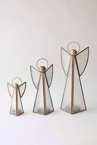 Antique Brass Angel Candle Holders, Set of 3