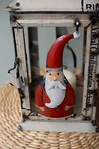 Recycled Iron Santa Christmas Lantern