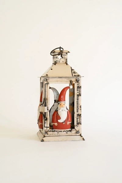 Recycled Iron Santa Christmas Lantern