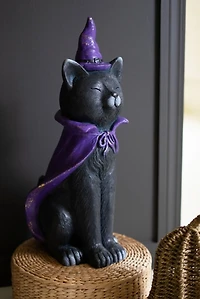 Black Cat with Purple Hat Statue