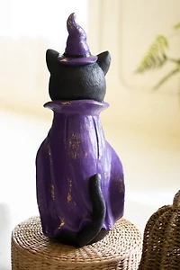 Black Cat with Purple Hat Statue