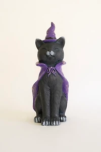 Black Cat with Purple Hat Statue